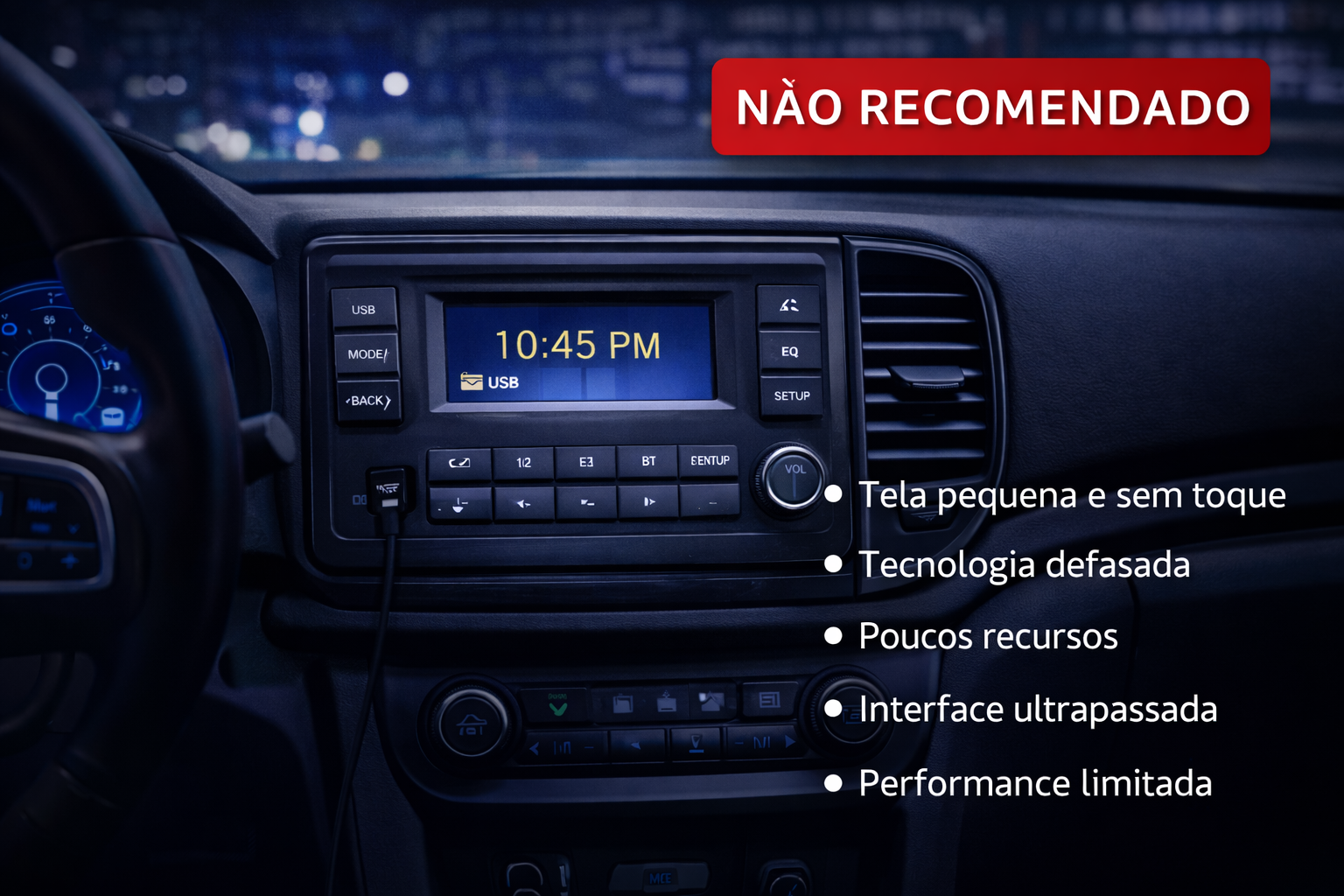 Central multimídia automotiva simples com navegação básica e bom custo-benefício para uso diário.